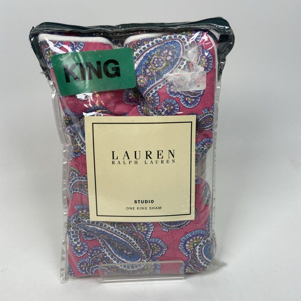 Ralph Lauren Studio Paisley AZALEA Pink KING Pillow Sham Pillowcase NEW -One